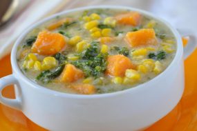 Chunky Corn Chowder With Kale And Sweet Potato