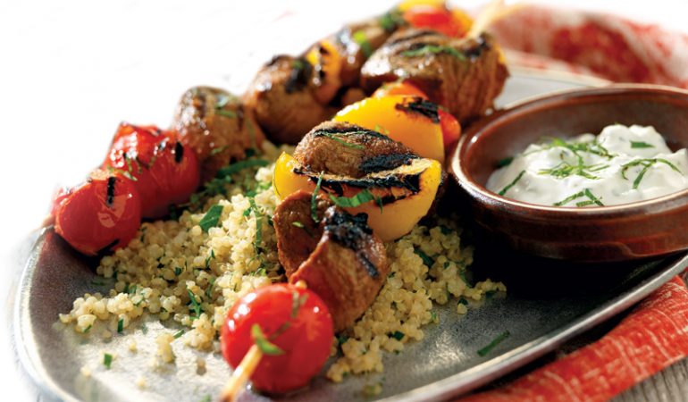 Lamb Kabobs With Cucumber Raita