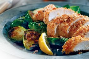Unfried Chicken With Roasted Brussels Sprouts