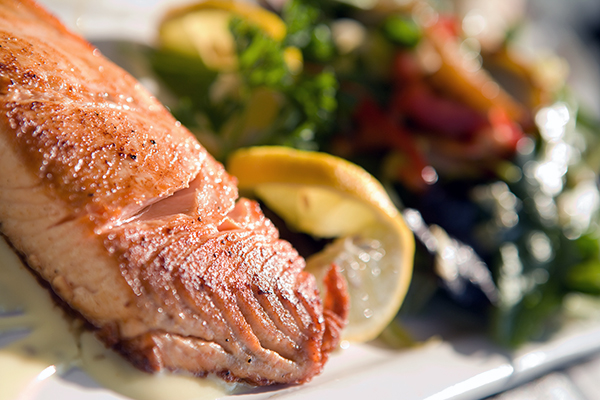 delicious salmon and stir fried veggies